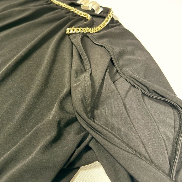 Michael Kors Cold Shoulder Black Blouse with Gold Chain Detail - Picture 1 of 12